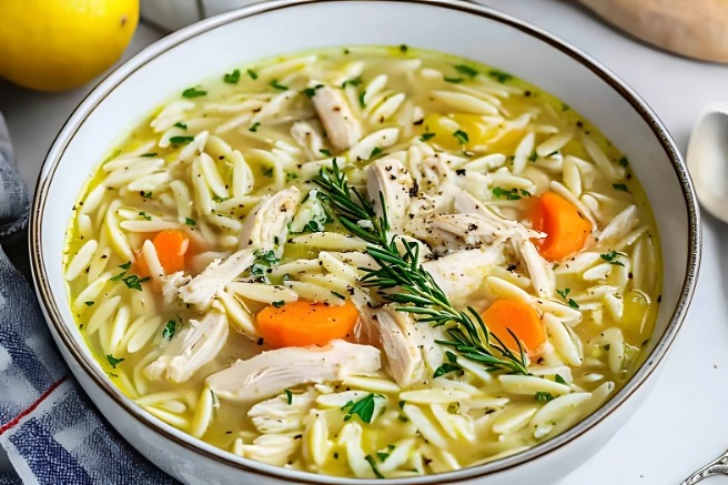 Lemon Chicken Orzo Soup